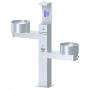 FONTECO DF11-3LBFBR Питьевой фонтан с ботлфиллером и 2 чашами-0